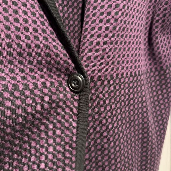 Pendleton Purple Black Houndstooth Cardigan Sweater Cotton Size Large - Picture 3 of 6